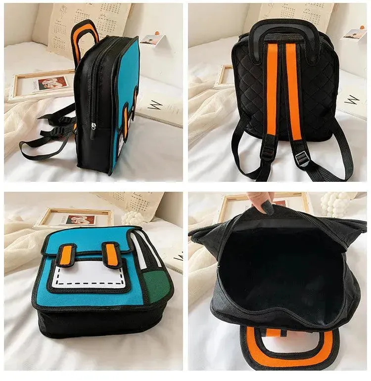 2D Cartoon Drawing Backpack