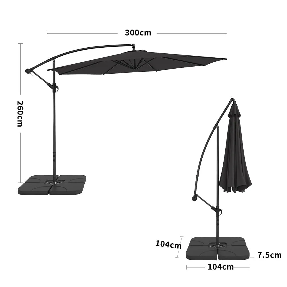 3M Black Sun Parasol Hanging Banana Umbrella