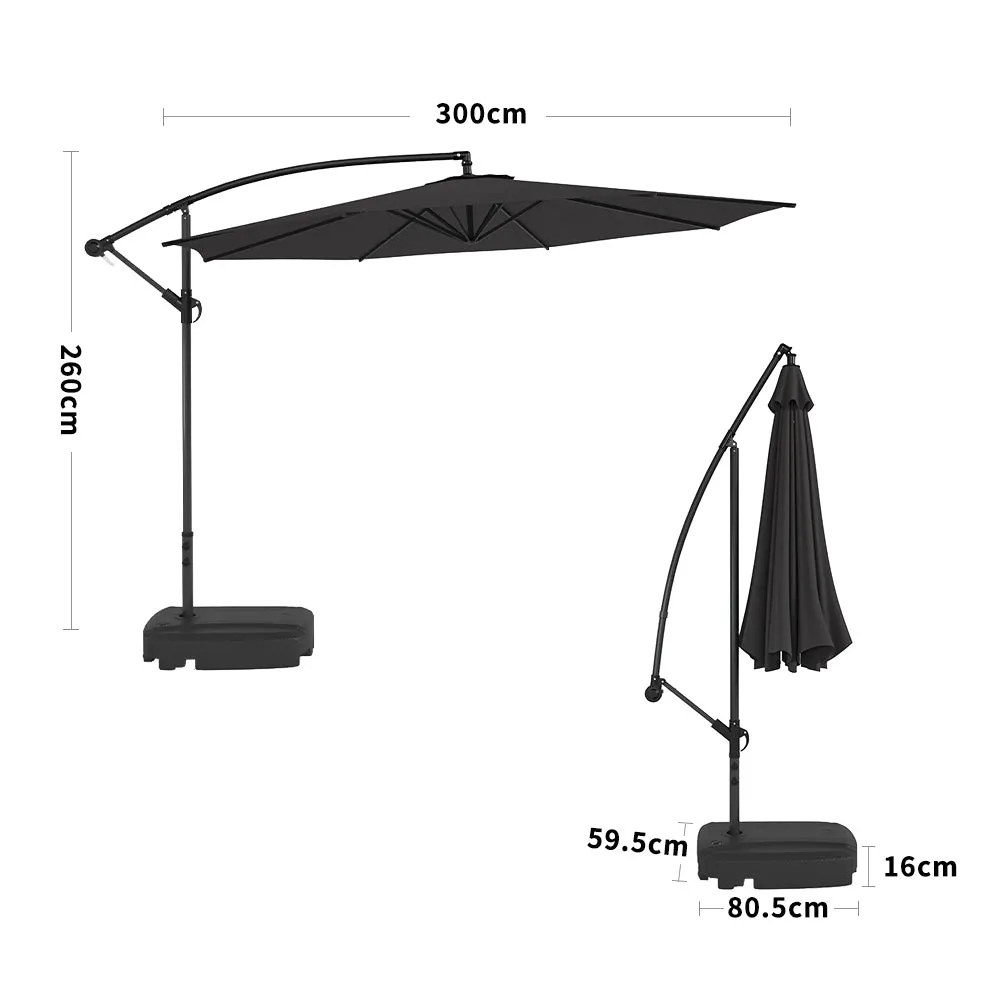 3M Black Sun Parasol Hanging Banana Umbrella