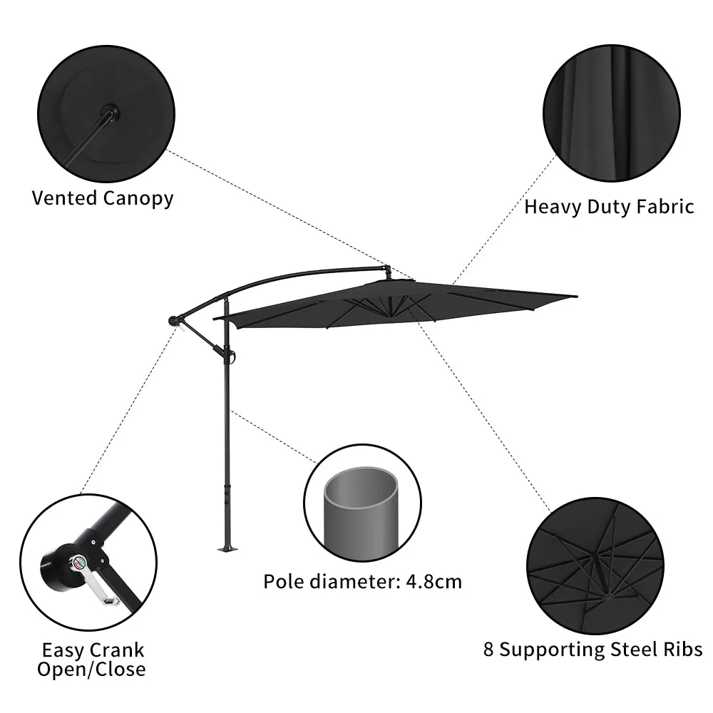 3M Black Sun Parasol Hanging Banana Umbrella