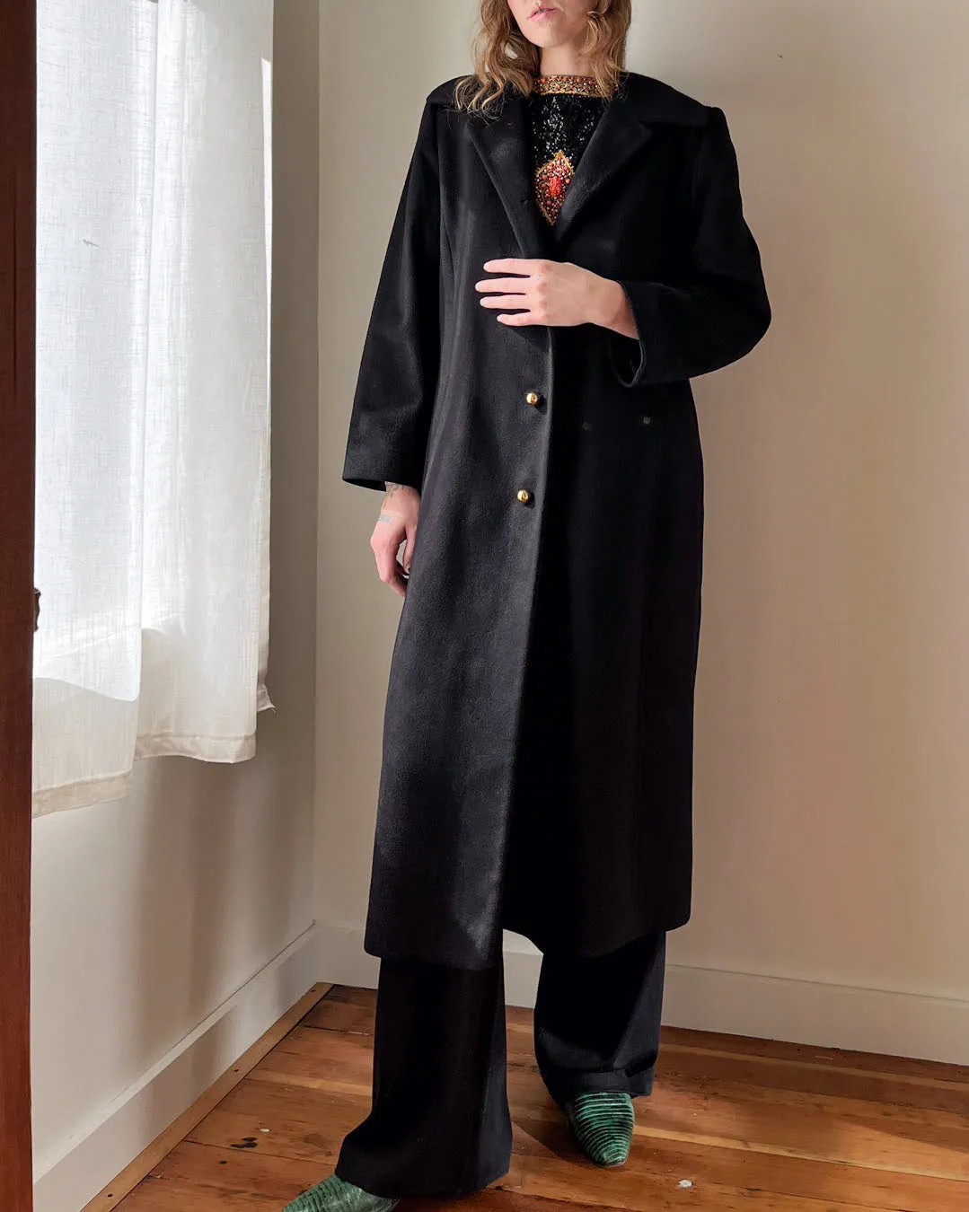 80s Fleurette Soft Cashmere Coat | M