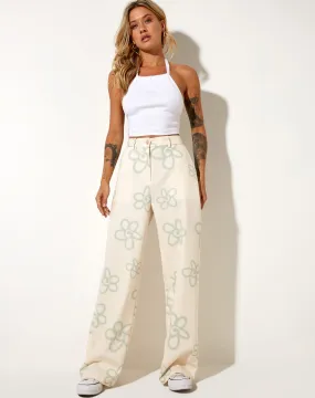 Abba Trouser in Tailoring Graffiti Flower Cream