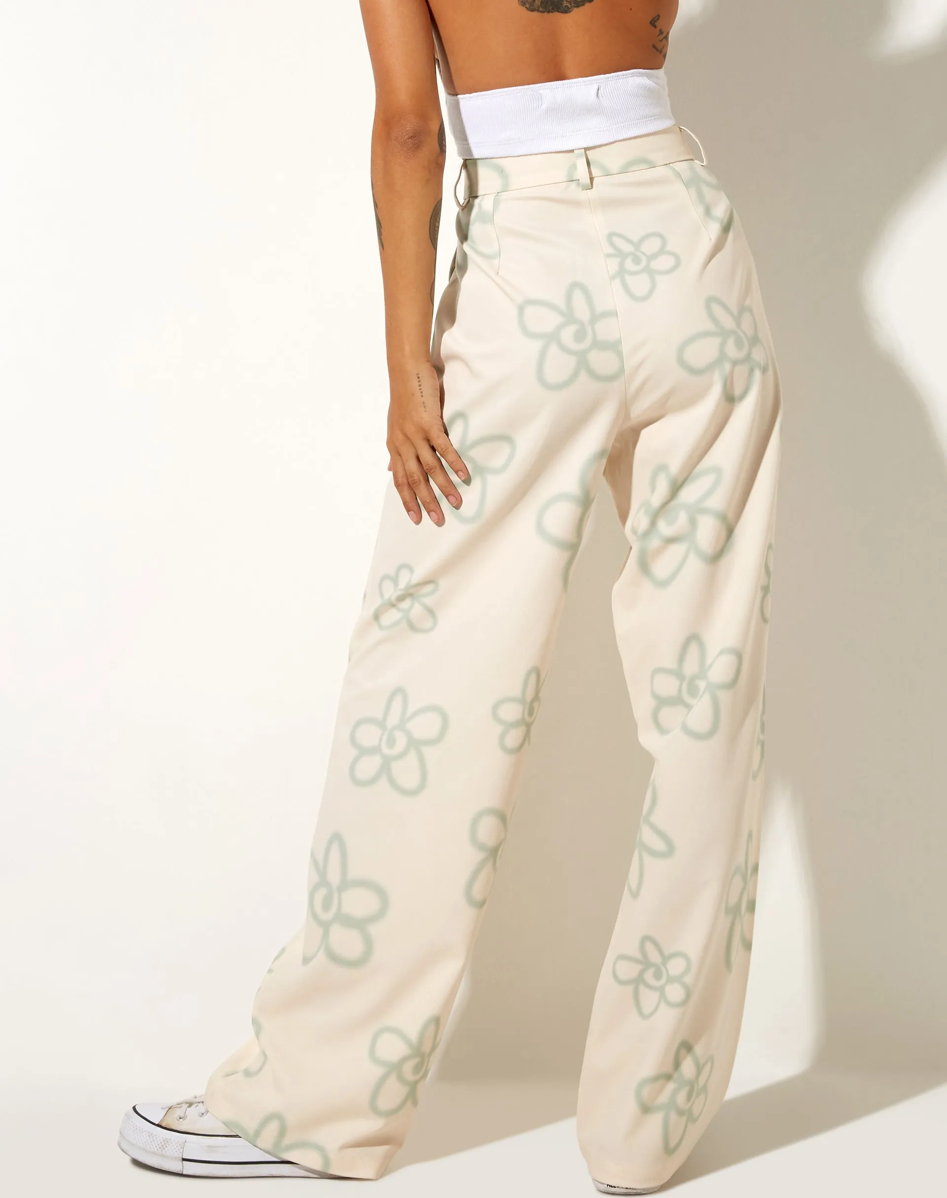 Abba Trouser in Tailoring Graffiti Flower Cream