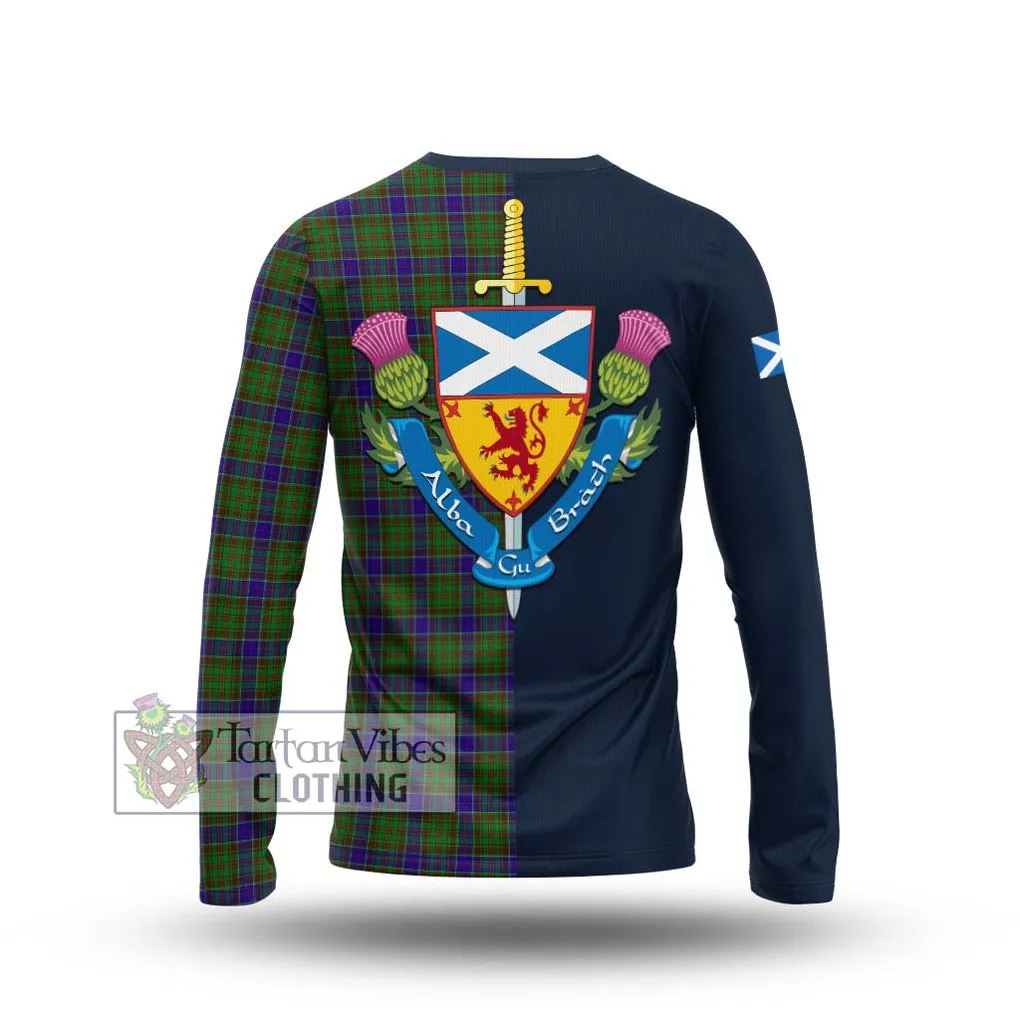 Adam Tartan Long Sleeve T-Shirt Alba with Scottish Lion Royal Arm Half Style