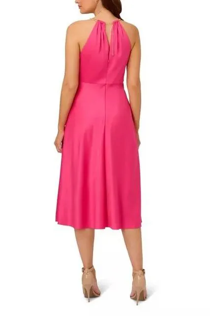 Adrianna Papell satin halter neck sleeveless dress