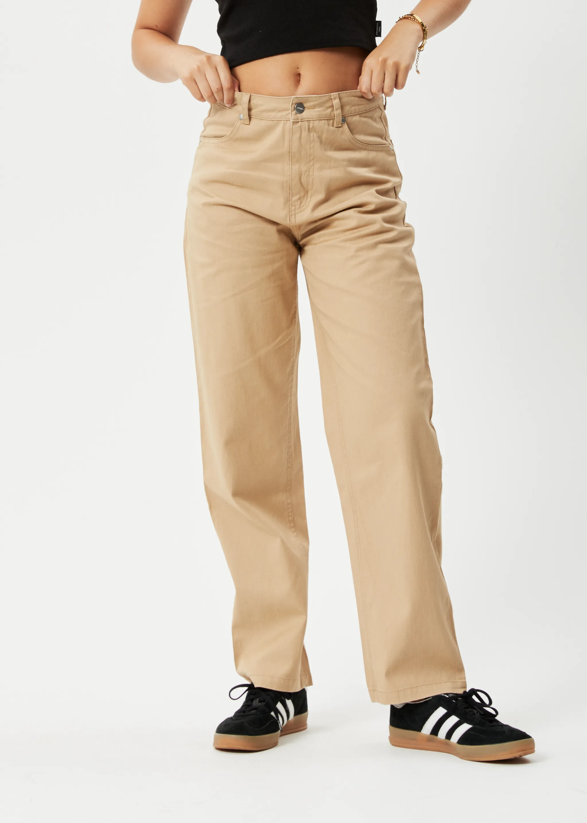 AFENDS Womens Shelby - Wide Leg Pants - Tan