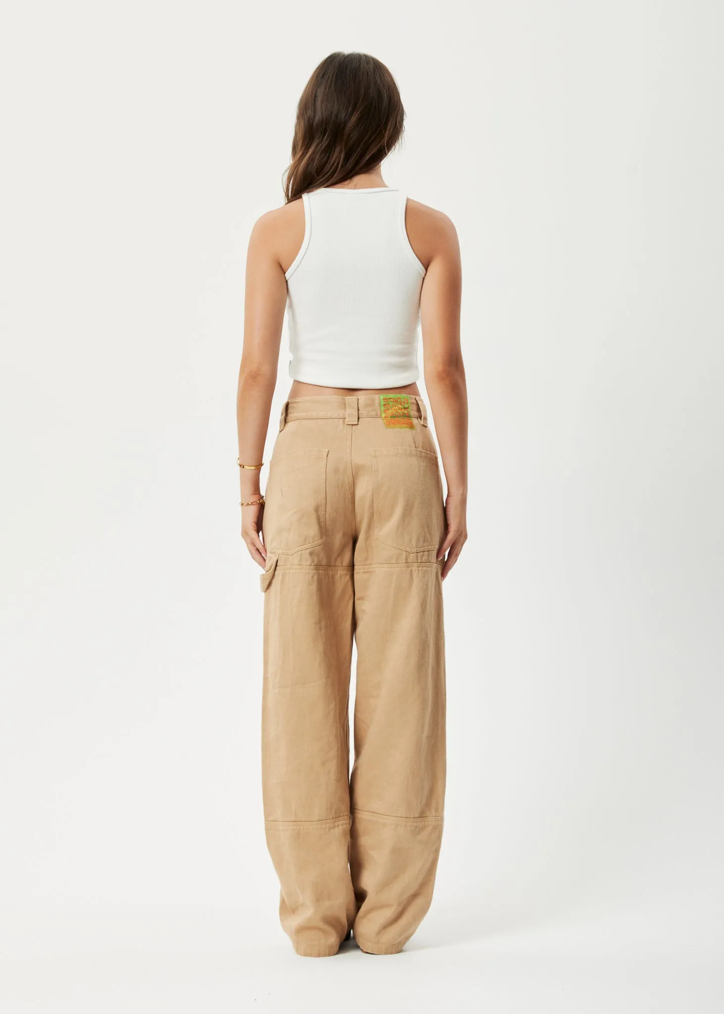 AFENDS Womens Sleepy Hollow Moss - Twill Carpenter Pants - Tan