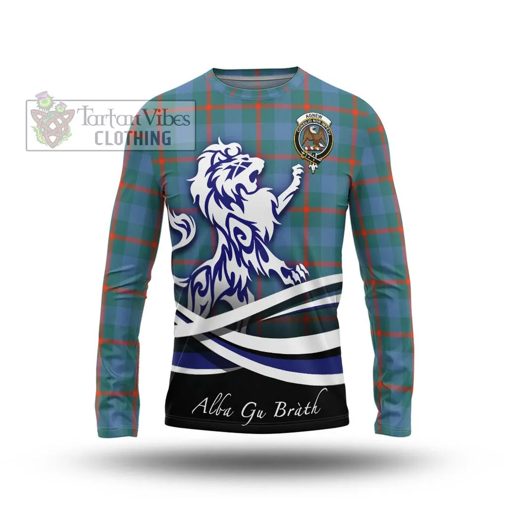 Agnew Ancient Tartan Long Sleeve T-Shirt with Alba Gu Brath Regal Lion Emblem