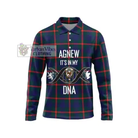 Agnew Tartan Long Sleeve Polo Shirt with Family Crest DNA In Me Style