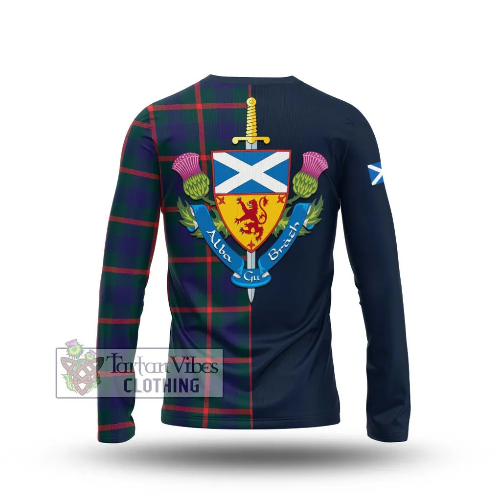 Agnew Tartan Long Sleeve T-Shirt Alba with Scottish Lion Royal Arm Half Style