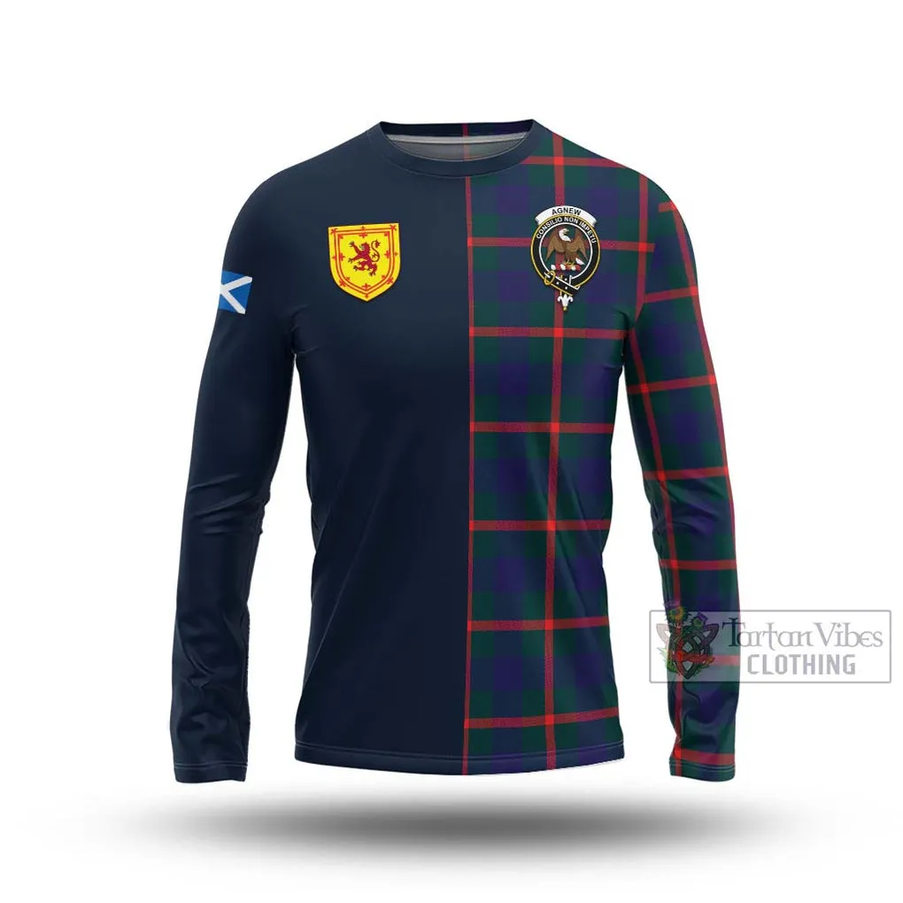 Agnew Tartan Long Sleeve T-Shirt Alba with Scottish Lion Royal Arm Half Style