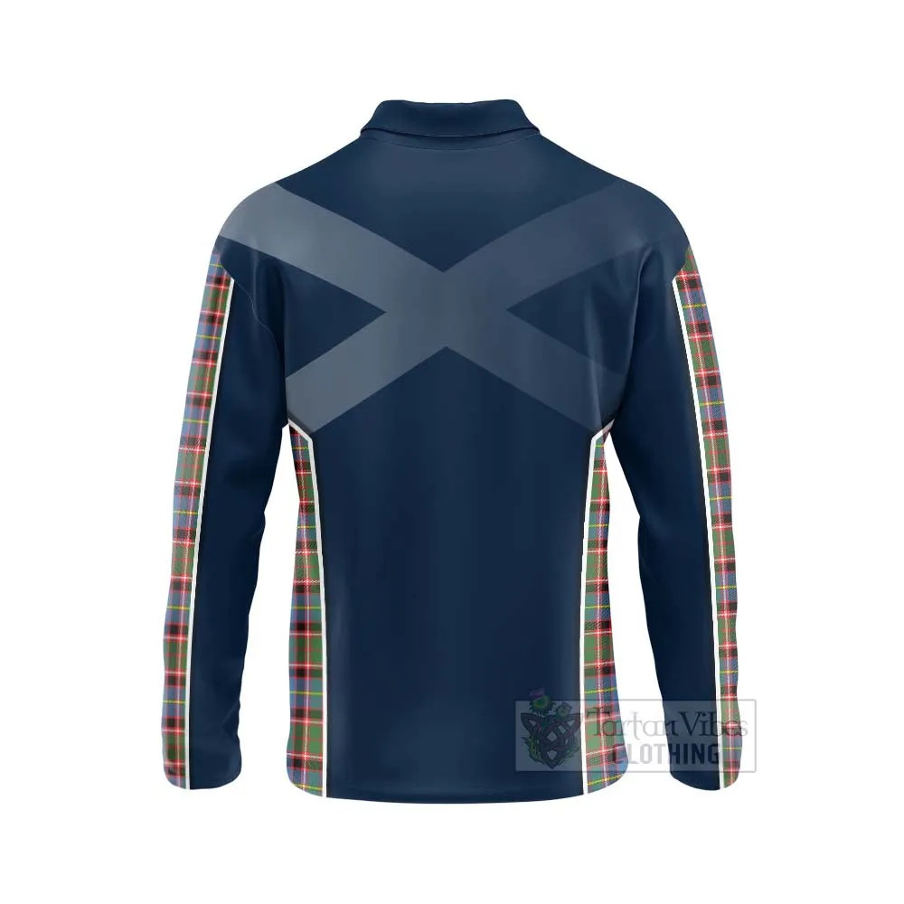 Aikenhead Tartan Long Sleeve Polo Shirt with Family Crest and Scottish Thistle Vibes Sport Style