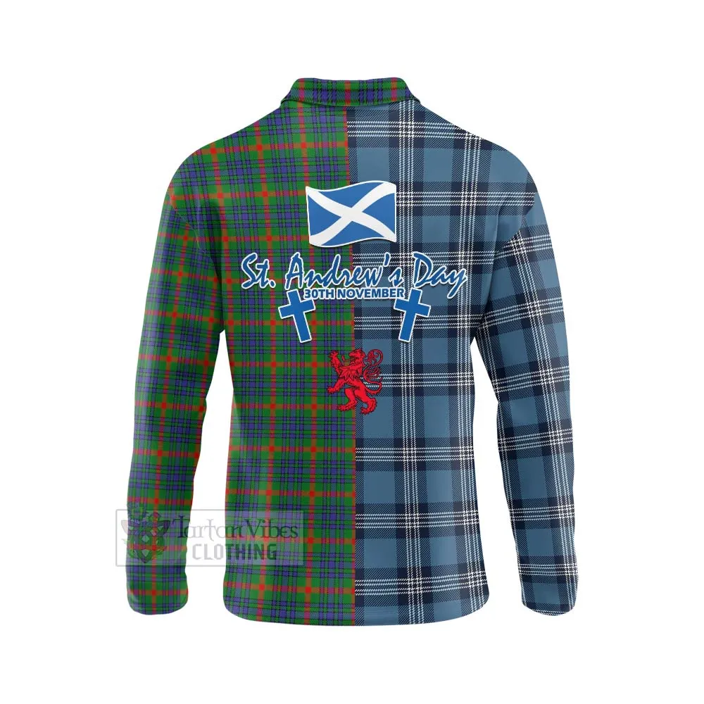 Aiton Tartan Long Sleeve Polo Shirt Happy St. Andrew's Day Half Tartan Style