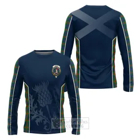 Aiton Tartan Long Sleeve T-Shirt with Family Crest and Scottish Thistle Vibes Sport Style