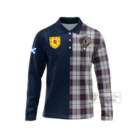 Alexander of Menstry Dress Tartan Long Sleeve Polo Shirt Alba with Scottish Lion Royal Arm Half Style