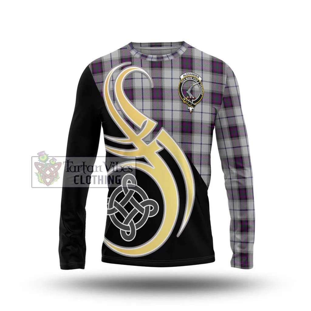 Alexander of Menstry Dress Tartan Long Sleeve T-Shirt with Family Crest and Celtic Symbol Style