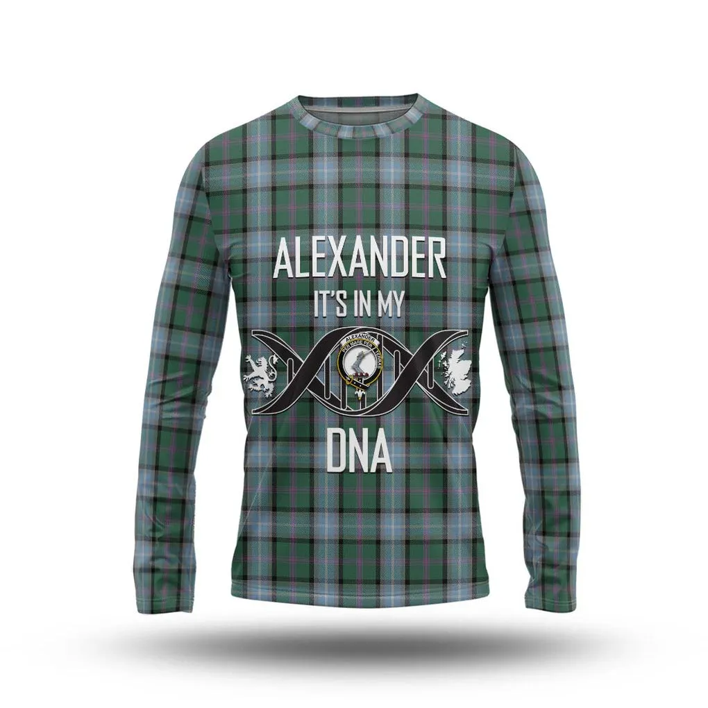 Alexander of Menstry Hunting Tartan Long Sleeve T-Shirt with Family Crest DNA In Me Style