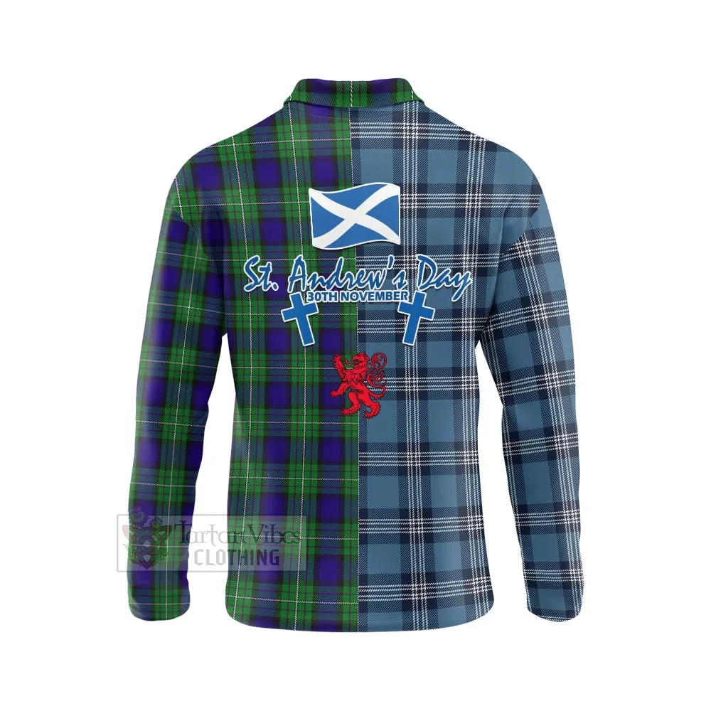 Alexander Tartan Long Sleeve Polo Shirt Happy St. Andrew's Day Half Tartan Style