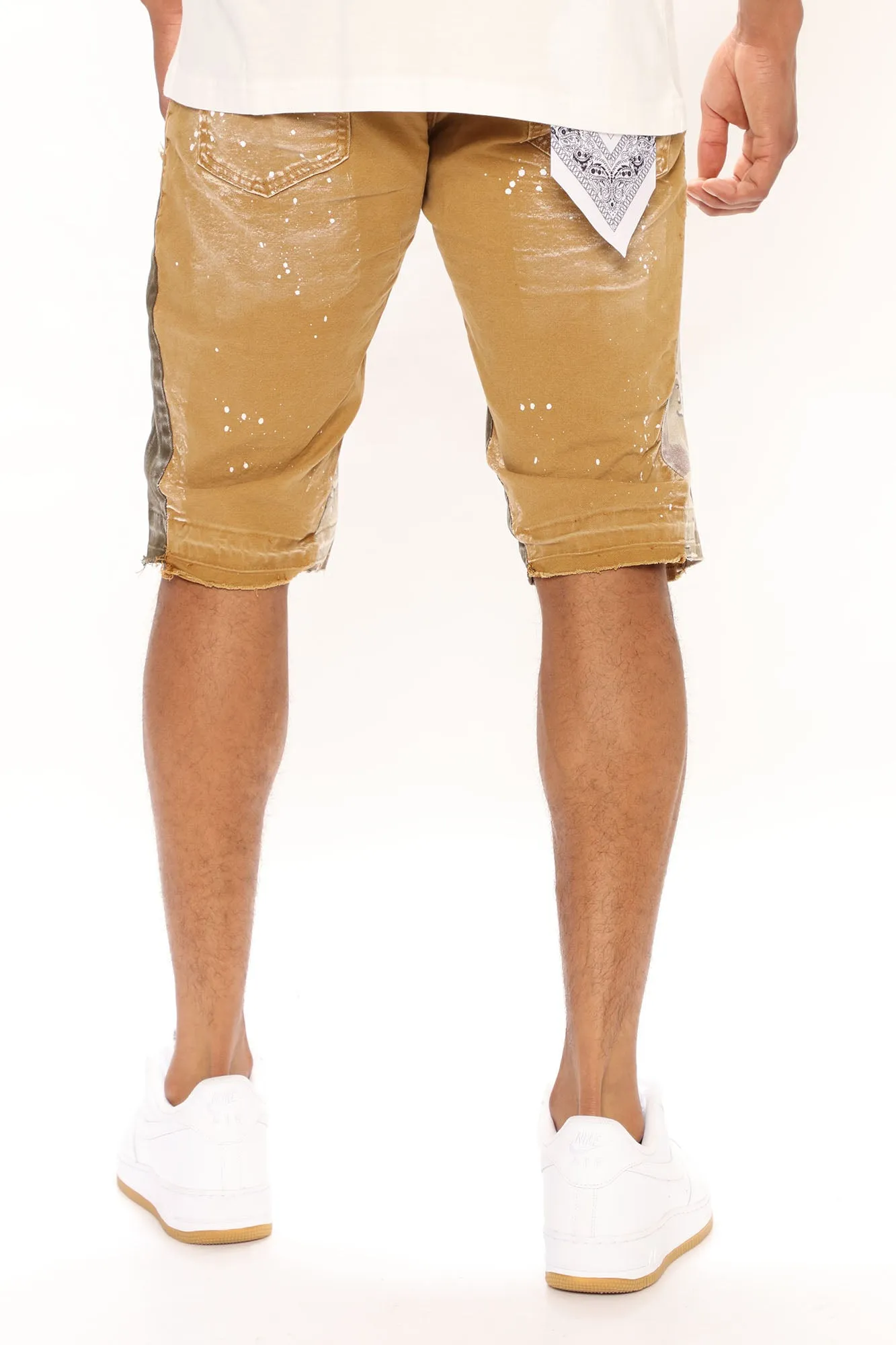 All About It Ripped Skinny Denim Shorts - Tan