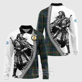 Allison Tartan Clan Crest Long Sleeve Polo Shirt with Highlander Warrior Celtic Style