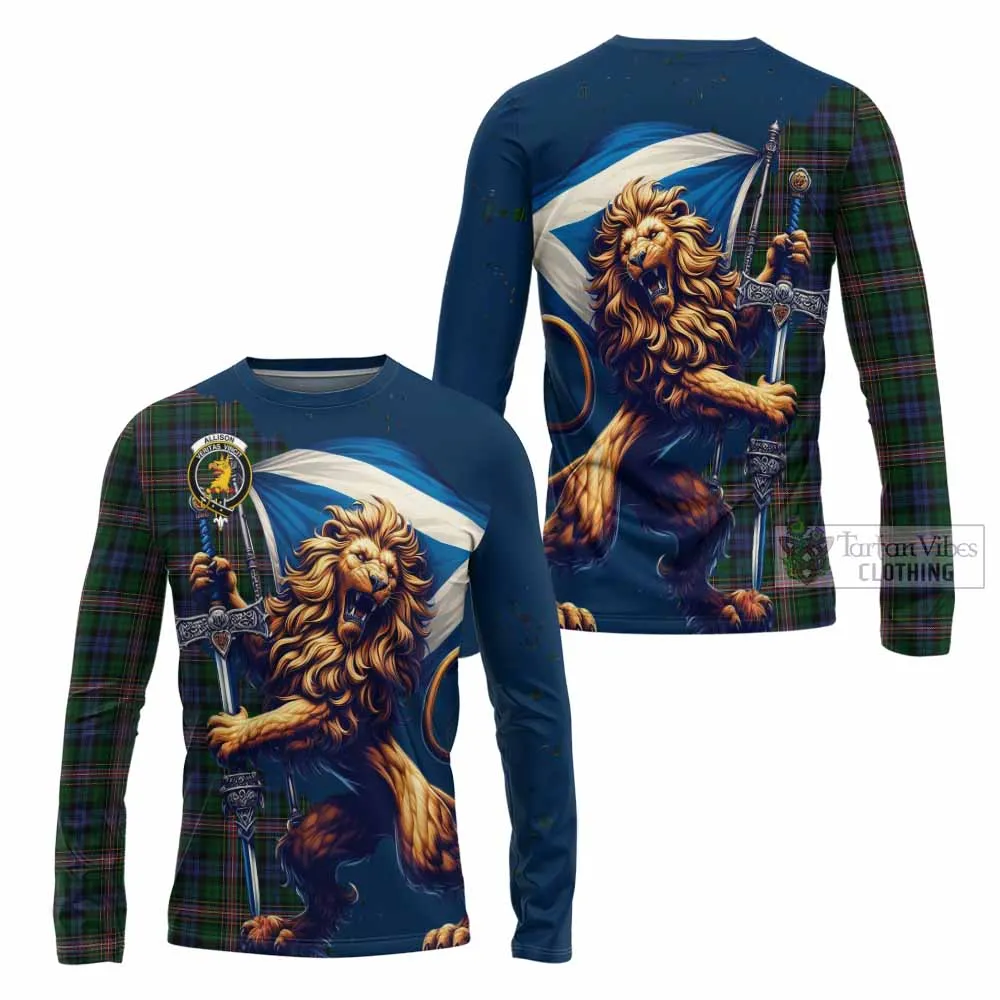 Allison Tartan Family Crest Long Sleeve T-Shirt with Scottish Majestic Lion