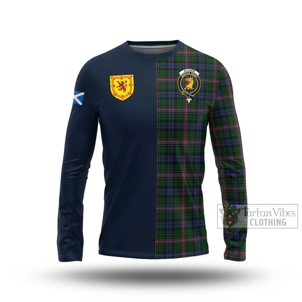 Allison Tartan Long Sleeve T-Shirt Alba with Scottish Lion Royal Arm Half Style