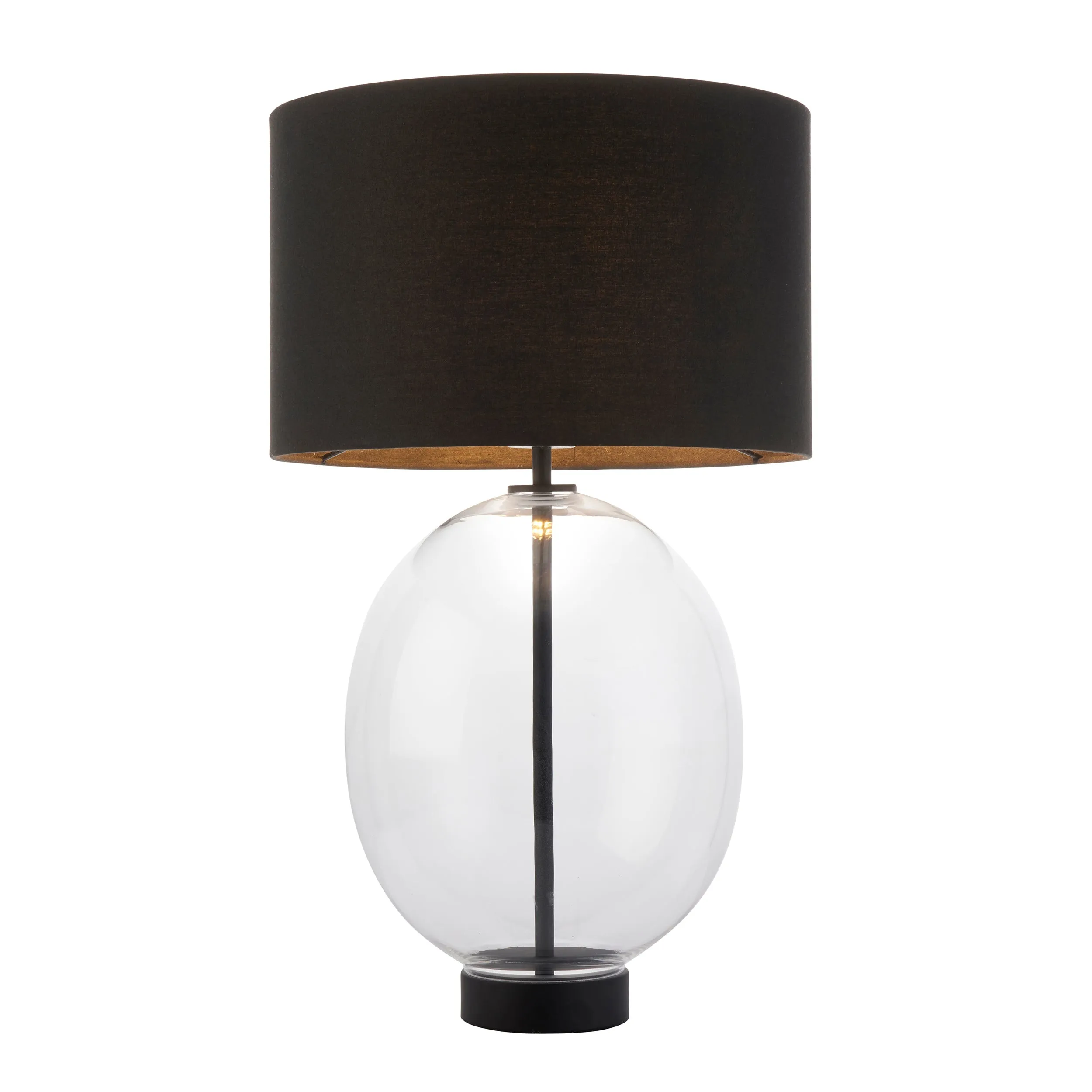 Amos Ovate Table Lamp Clear Glass with Black Shade