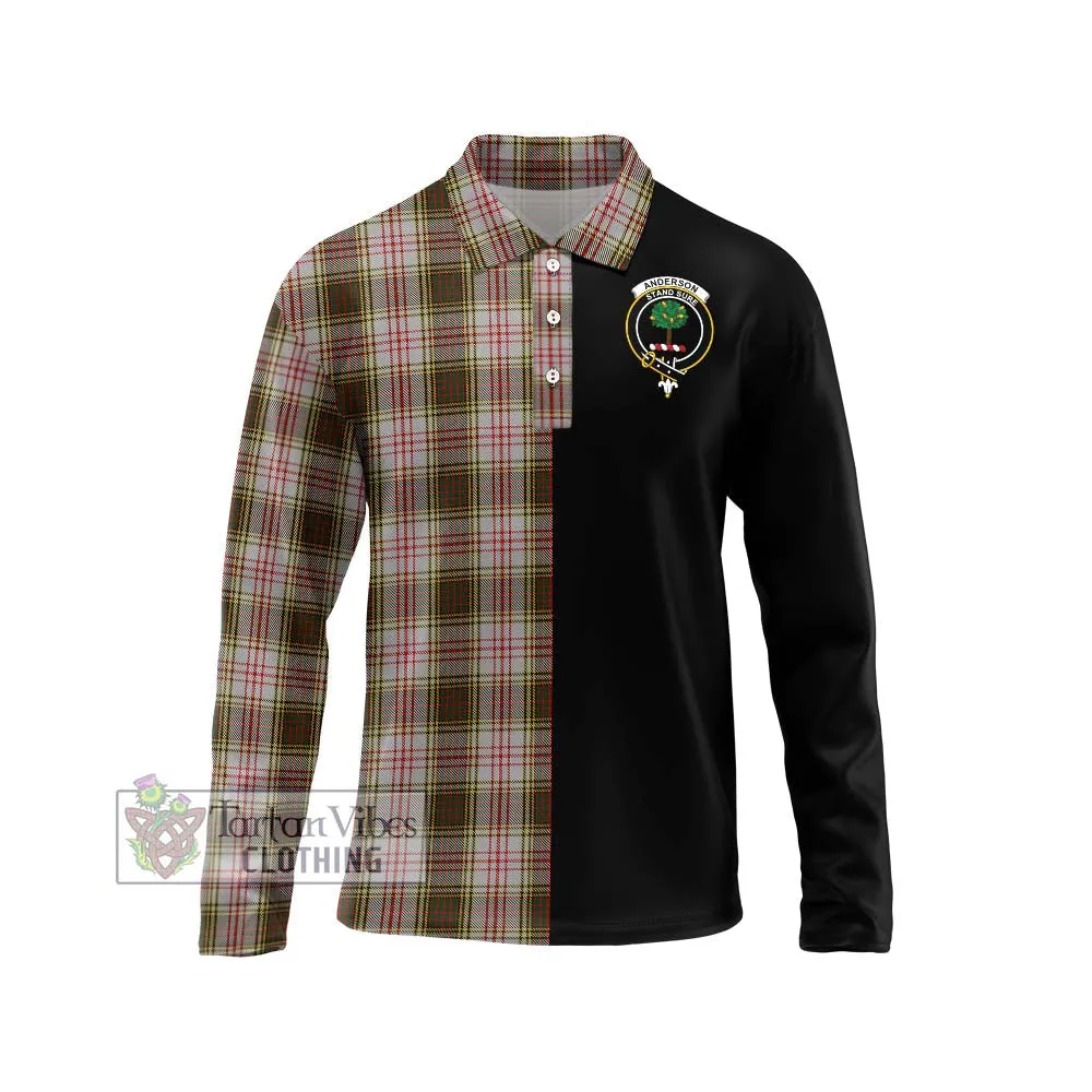 Anderson Dress Tartan Long Sleeve Polo Shirt with Family Crest and Half Of Me Style