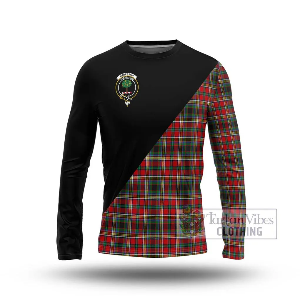 Anderson of Arbrake Tartan Long Sleeve T-Shirt with Family Crest and Military Logo Style