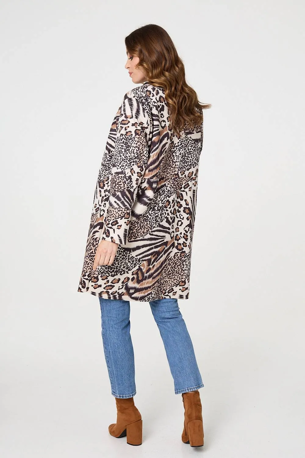 Animal Print Longline Blazer Coat