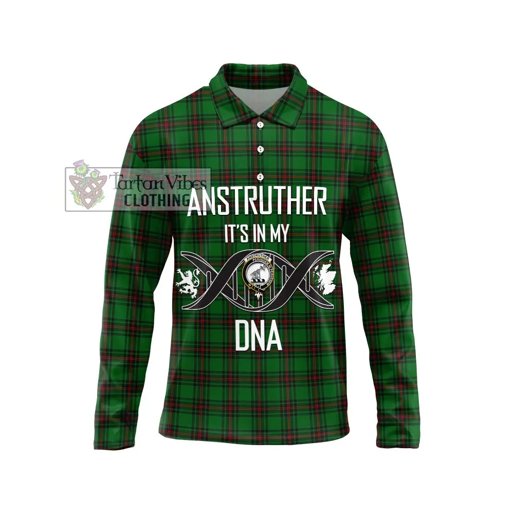 Anstruther Tartan Long Sleeve Polo Shirt with Family Crest DNA In Me Style