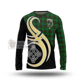 Anstruther Tartan Long Sleeve T-Shirt with Family Crest and Celtic Symbol Style