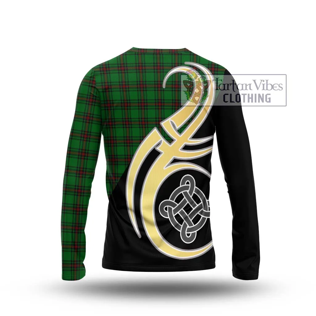 Anstruther Tartan Long Sleeve T-Shirt with Family Crest and Celtic Symbol Style