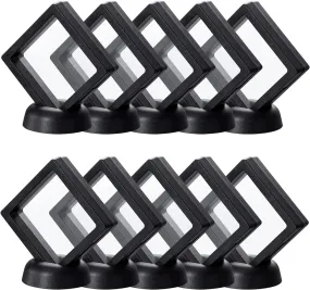 Anyhouz Jewelry Storage 10PCS Black with Base Set 3D Floating Display Case Stands Holder Suspension Storage for Pendant Necklace Bracelet Ring Coin Pin Gift Jewelry Box 9x9cm