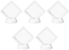 Anyhouz Jewelry Storage 10PCS White with Base Set 3D Floating Display Case Stands Holder Suspension Storage for Pendant Necklace Bracelet Ring Coin Pin Gift Jewelry Box 11x11cm