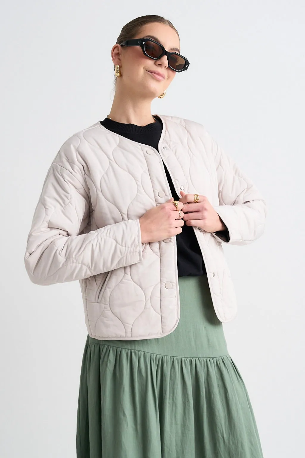 Apex Putty Collarless Puffer Jacket