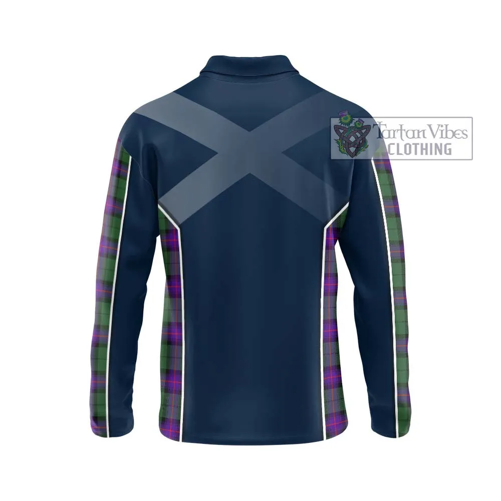 Armstrong Modern Tartan Long Sleeve Polo Shirt with Family Crest and Lion Rampant Vibes Sport Style