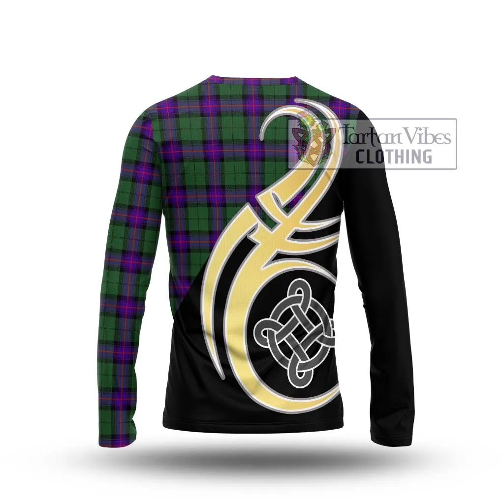 Armstrong Modern Tartan Long Sleeve T-Shirt with Family Crest and Celtic Symbol Style