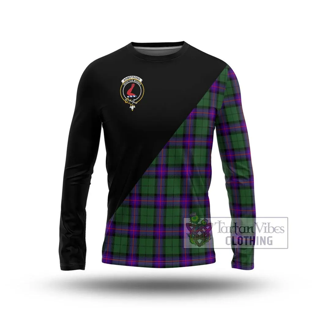 Armstrong Modern Tartan Long Sleeve T-Shirt with Family Crest and Military Logo Style