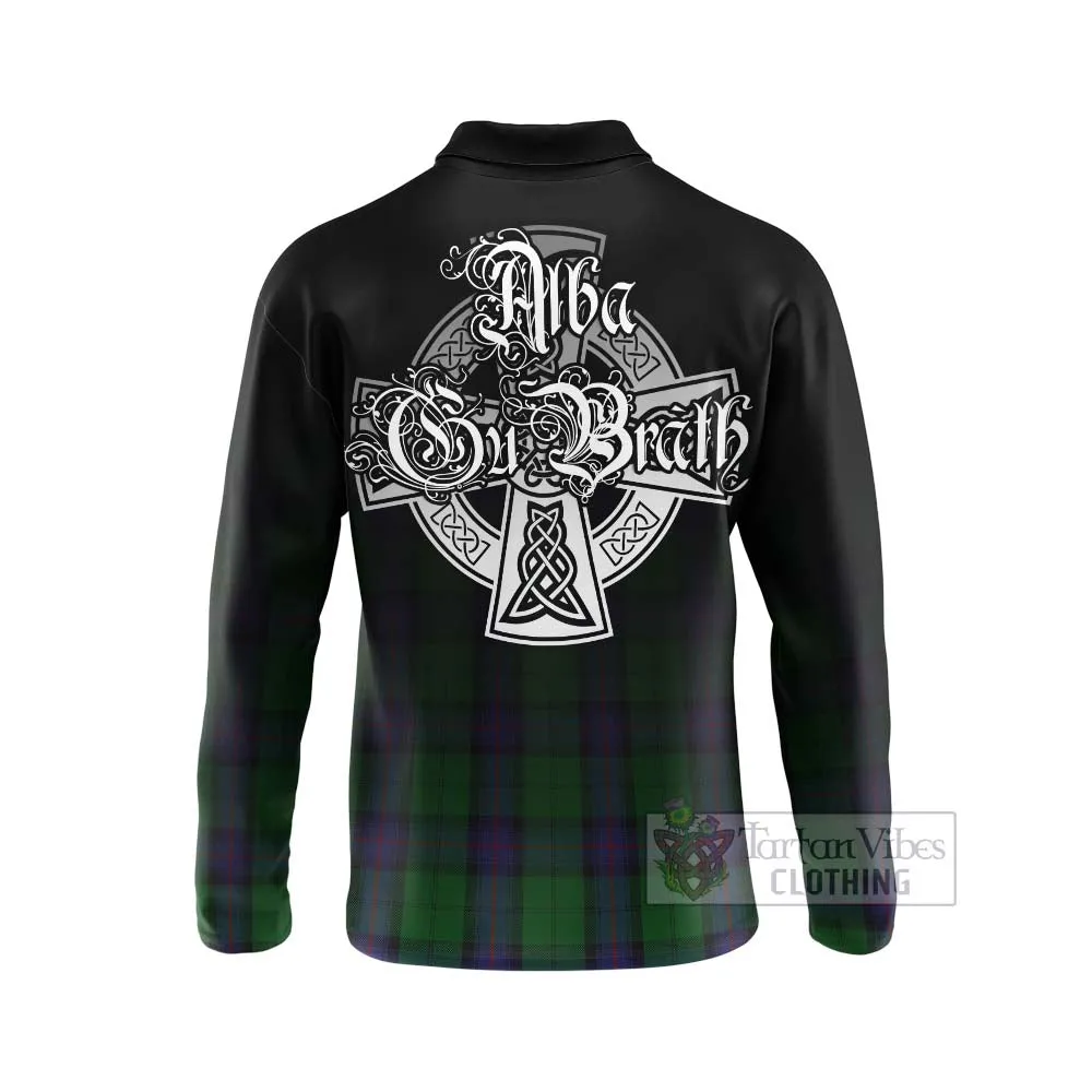 Armstrong Tartan Long Sleeve Polo Shirt Featuring Alba Gu Brath Family Crest Celtic Inspired