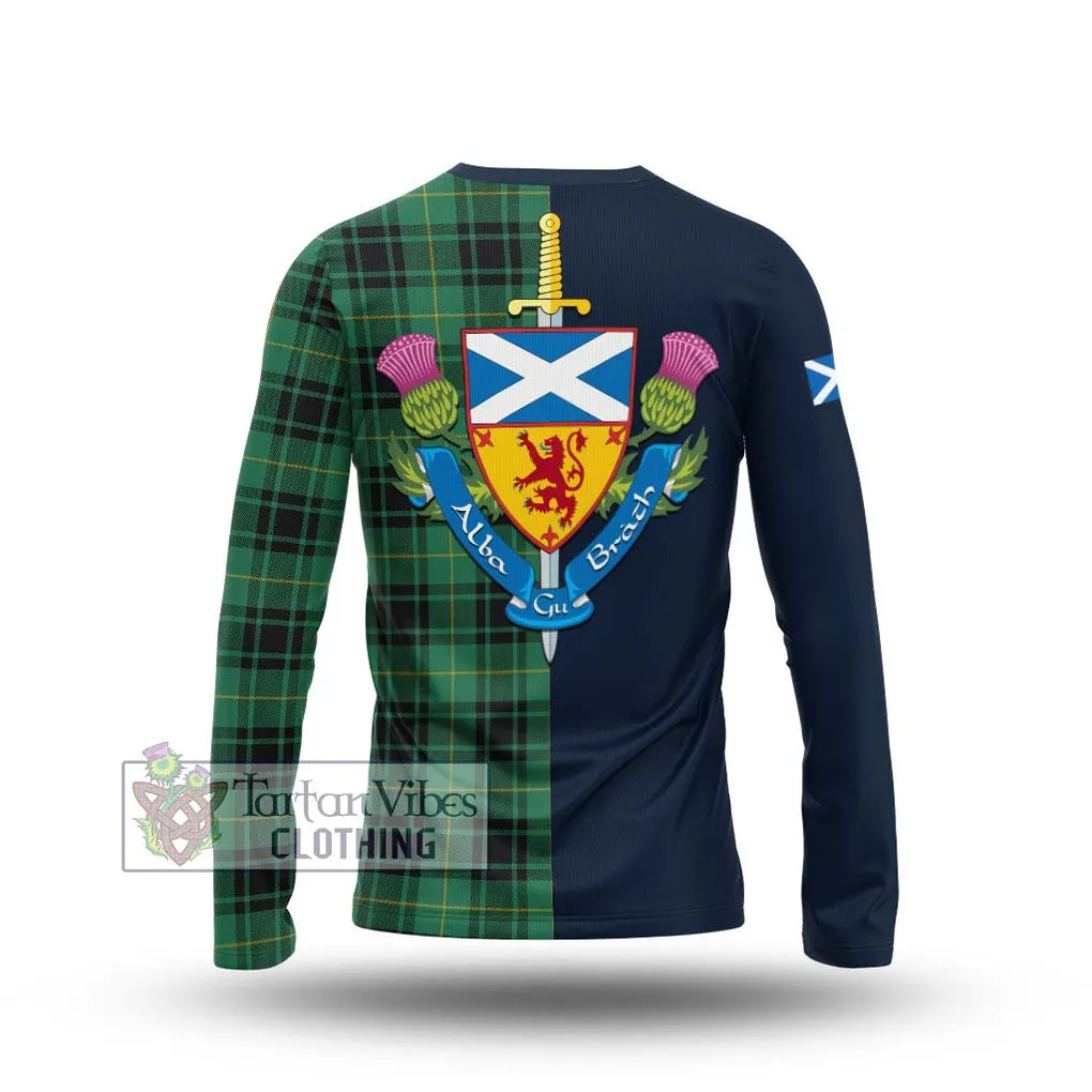 Arthur Ancient Tartan Long Sleeve T-Shirt Alba with Scottish Lion Royal Arm Half Style