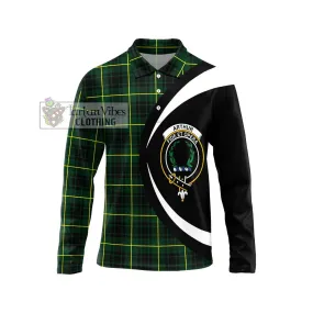 Arthur Modern Tartan Long Sleeve Polo Shirt with Family Crest Circle Style