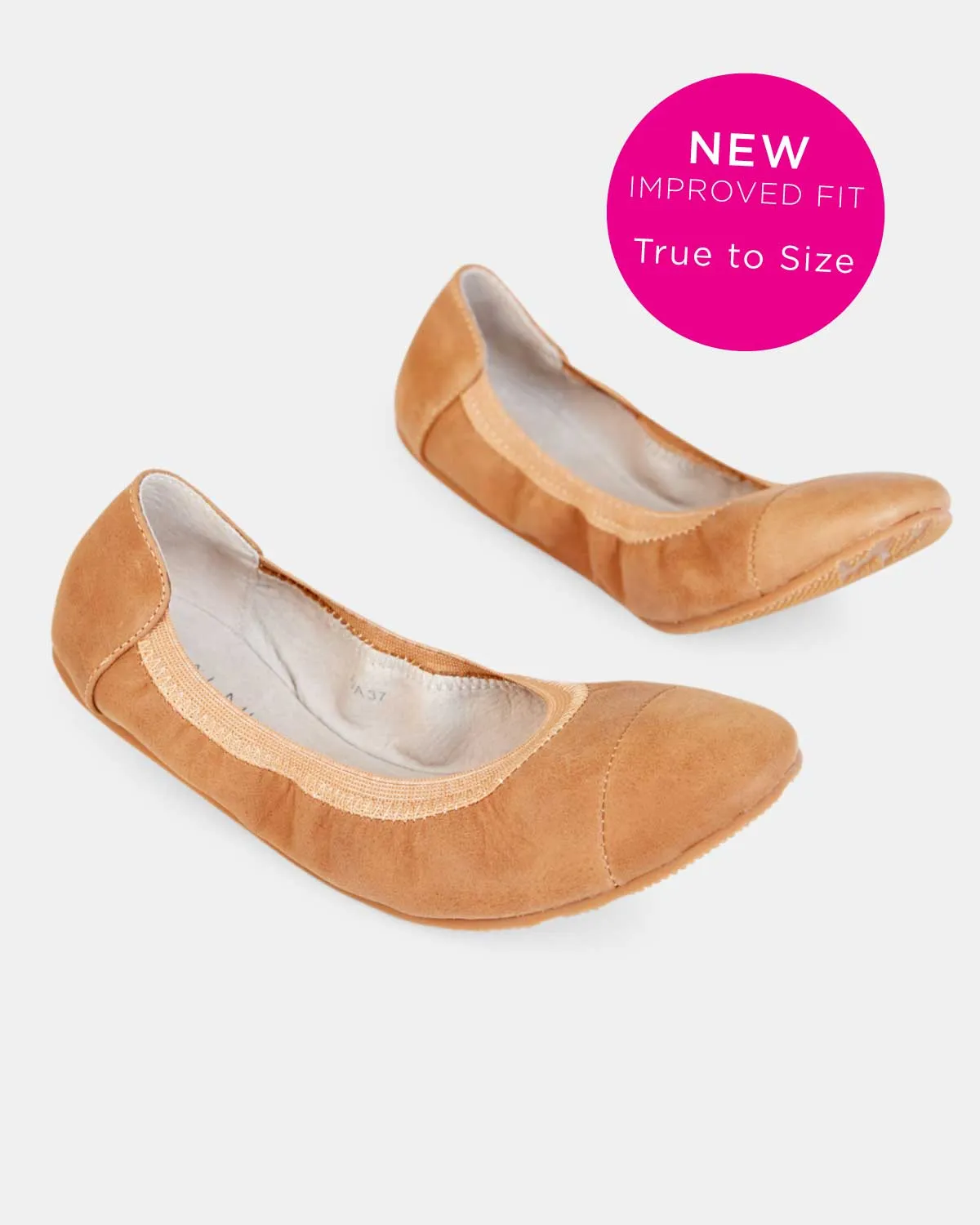 Ava Leather Ballet Flat - Tan