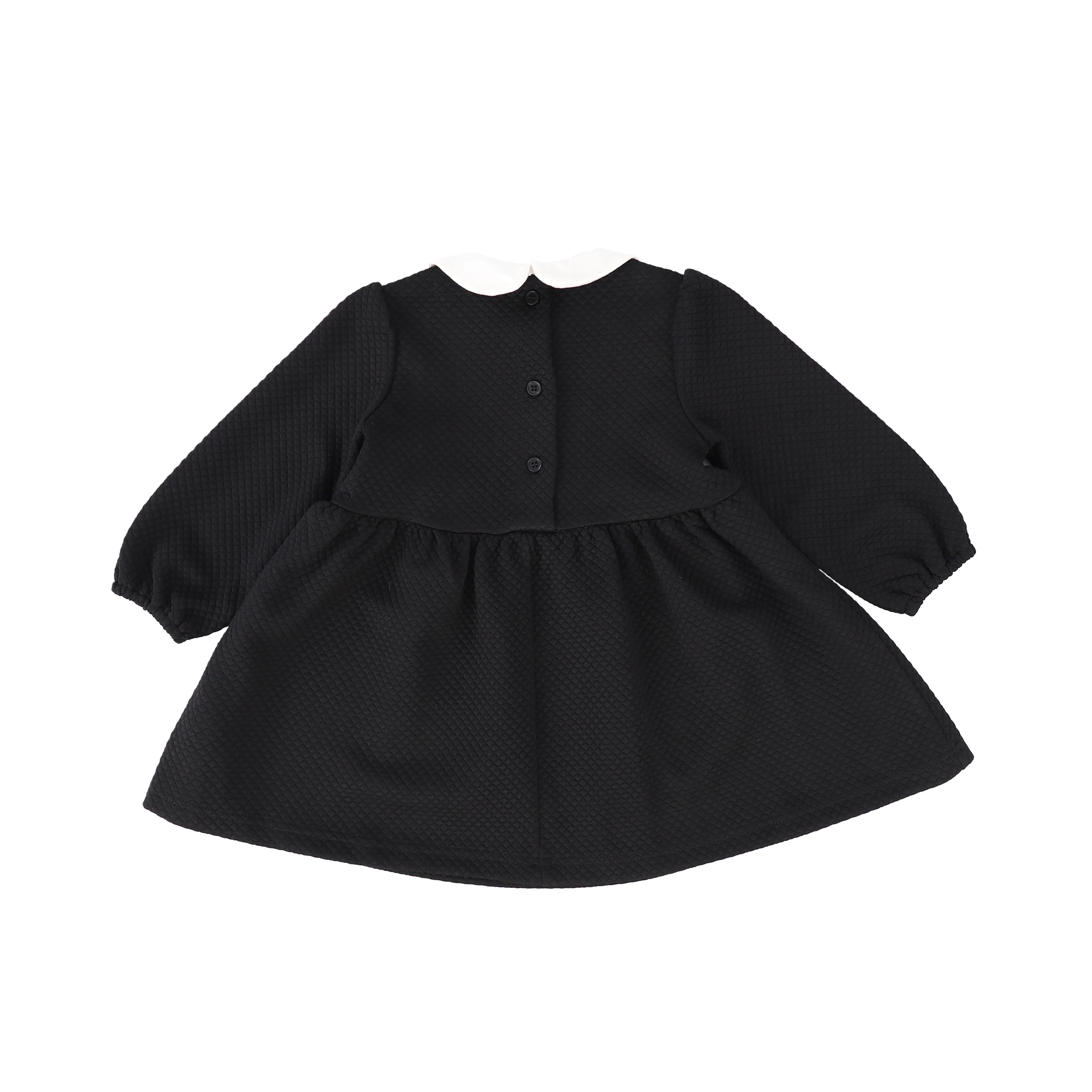 BACE COLLECTION BLACK PETER PAN COLLAR QUILTED DRESS [Final Sale]