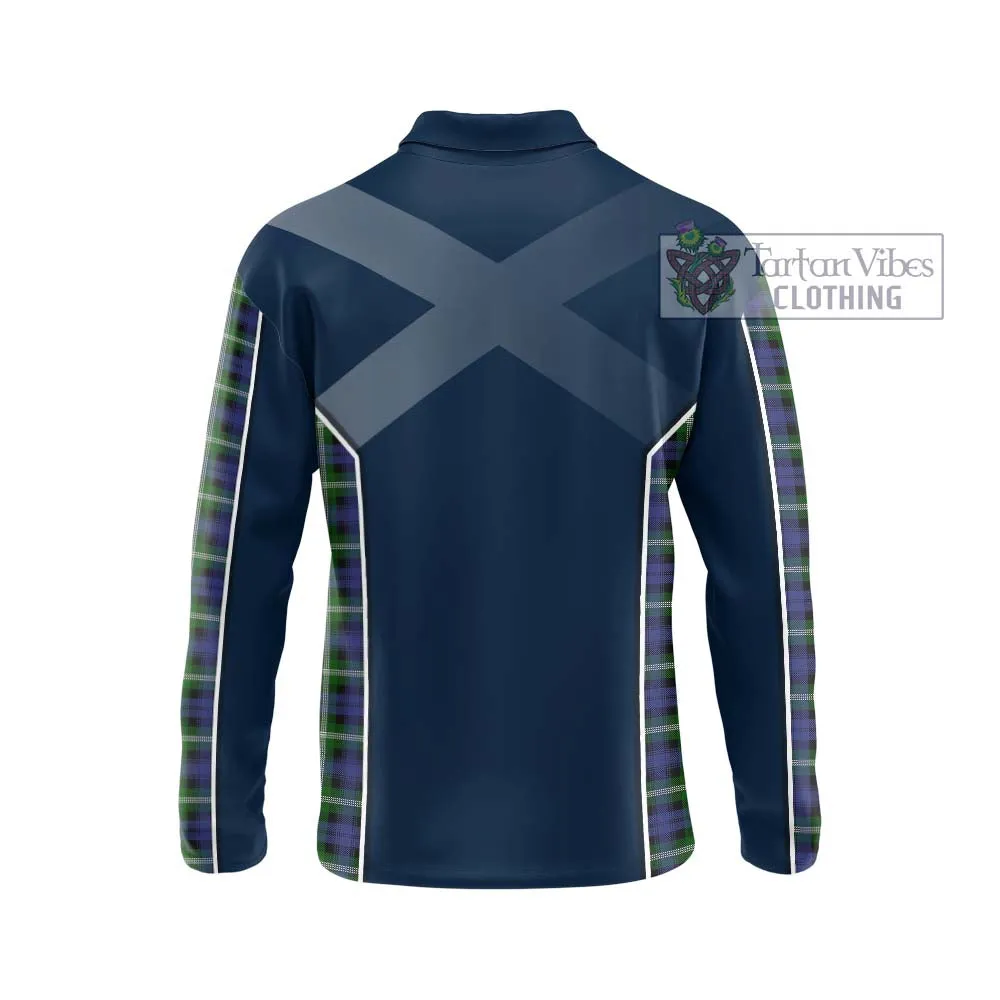 Baillie (Bailey) Tartan Long Sleeve Polo Shirt with Family Crest and Lion Rampant Vibes Sport Style