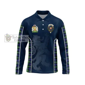 Baillie (Bailey) Tartan Long Sleeve Polo Shirt with Family Crest and Lion Rampant Vibes Sport Style