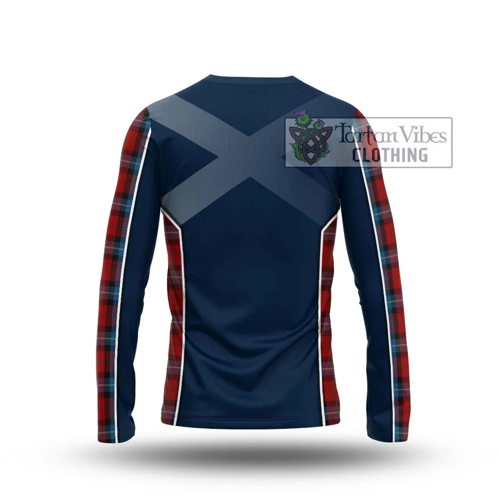 Baillie of Polkemmet Red Tartan Long Sleeve T-Shirt with Family Crest and Lion Rampant Vibes Sport Style