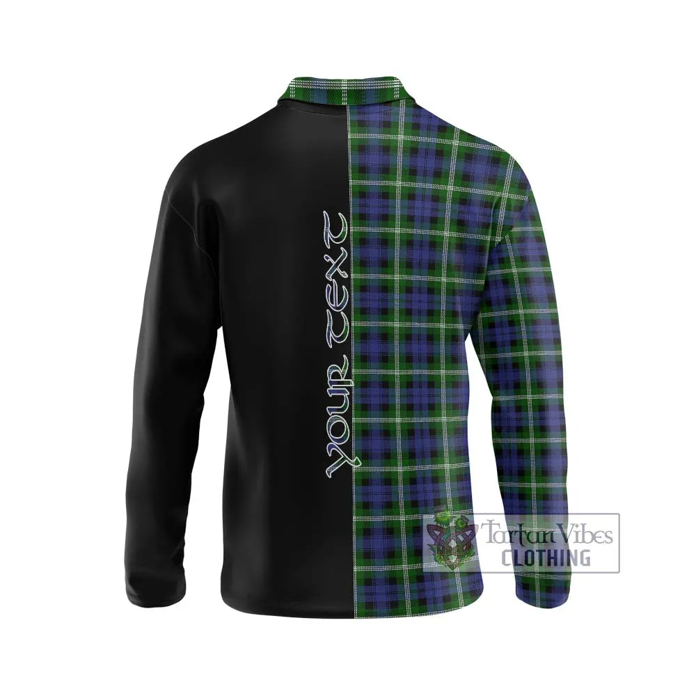 Baillie of Polkemmet Tartan Long Sleeve Polo Shirt with Family Crest and Half Of Me Style