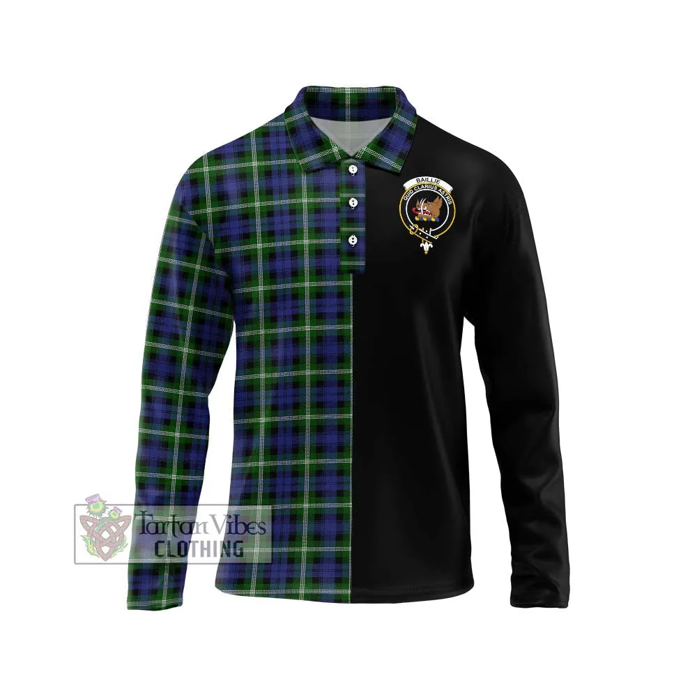 Baillie of Polkemmet Tartan Long Sleeve Polo Shirt with Family Crest and Half Of Me Style