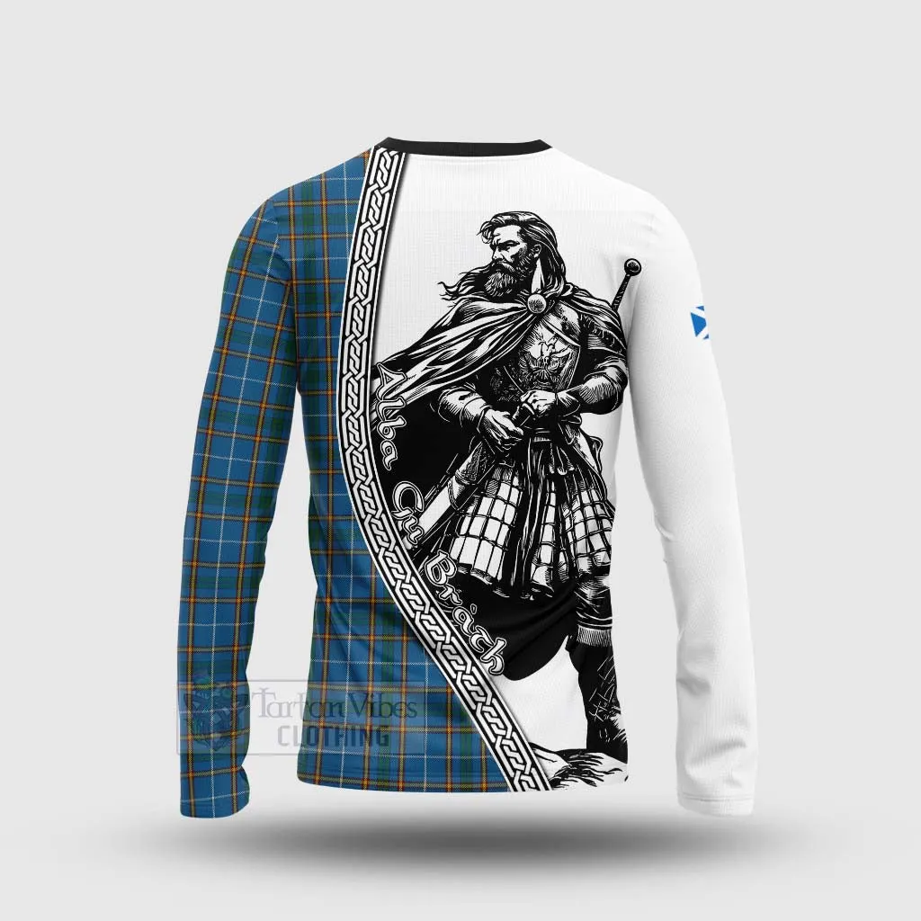 Bain Tartan Clan Crest Long Sleeve T-Shirt with Highlander Warrior Celtic Style